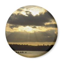 Rowing Workout Before Sun Sets Fridge Magnet