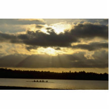 Rowing Workout Before Sun Sets Photo Cutout