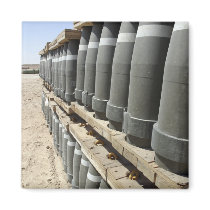 Rows of ammunition are stacked and prepped refrigerator magnets