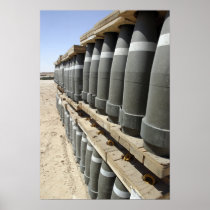 Rows of ammunition are stacked and prepped