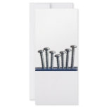 Rows of screws rack cards