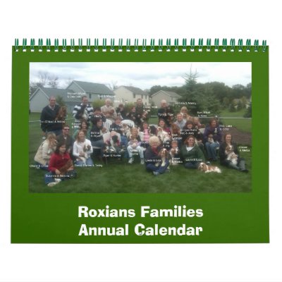 Roxians Families Annual Callendar Wall Calendars Roxians Families Annual Callendar Wall Calendars