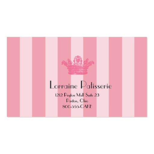 Royal Bakery Pink Calligraphy Crown Business Cards (back side)