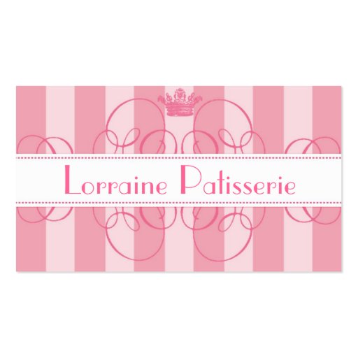 Royal Bakery Pink Calligraphy Crown Business Cards (front side)