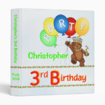 Royal Bear 3rd Birthday Party Memories 1 Inch 3 Ring Binder