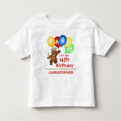 Royal Bear 4th Birthday Party Custom Shirt