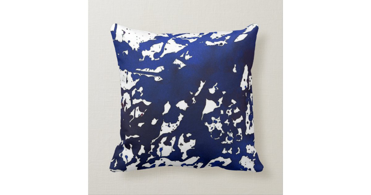 Royal Blue Abstract Watercolor Pillow Zazzle