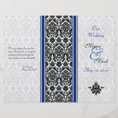 Royal Blue and Black Damask Wedding Program Custom Flyer by wasootch