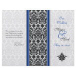 Royal Blue and Black Damask Wedding Program Custom Flyer