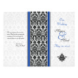 Royal Blue and Black Damask Wedding Program Custom Flyer