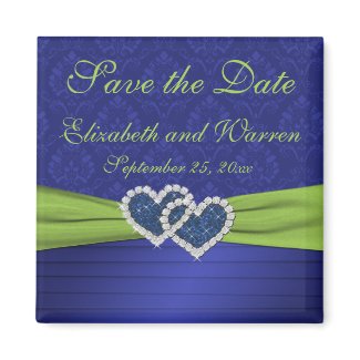 Royal Blue and Chartreuse Damask Magnet magnet