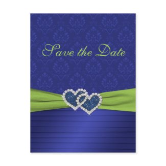 Royal Blue and Chartreuse Save the Date Postcard postcard