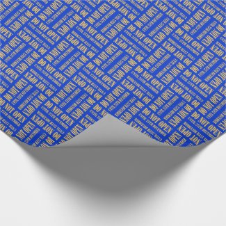 Royal Blue and Gold Christmas Text-based Giftwrap Gift Wrap Paper