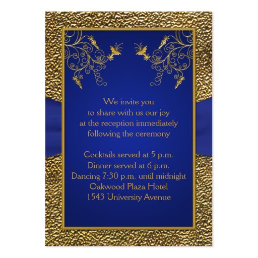 Royal Blue and Gold Enclosure Card Business Card Template (back side)
