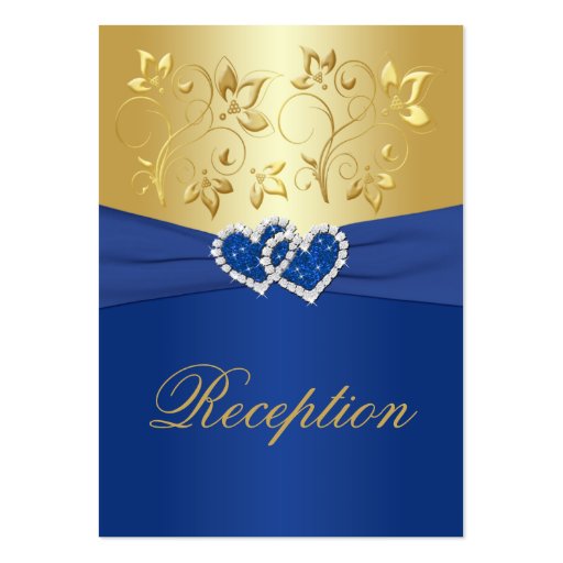 Royal Blue and Gold Floral Enclosure Card Business Cards (front side)