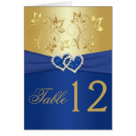 Royal Blue and Gold Floral Table Number Card