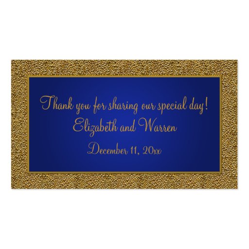 Royal Blue and Gold Wedding Favor Tag Business Card Templates (front side)
