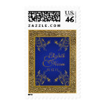 Royal Blue and Gold Wedding Postage postage