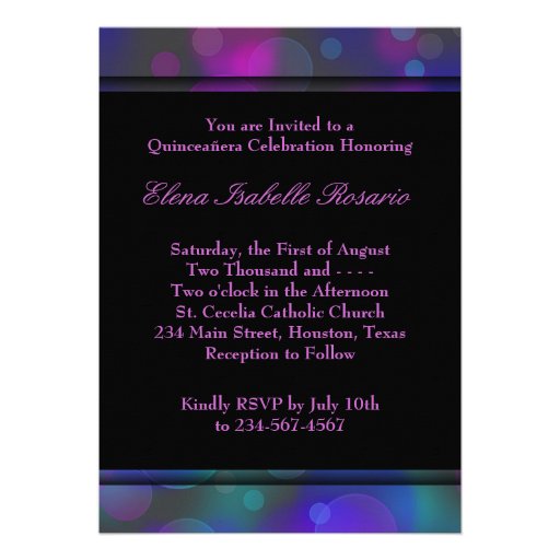 Royal Blue and Purple Quinceanera Custom Announcement