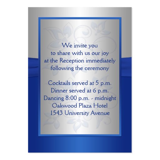 Royal Blue and Silver Enclosure Card Business Card Template (back side)