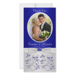 Royal Blue and Silver Floral Photo Card