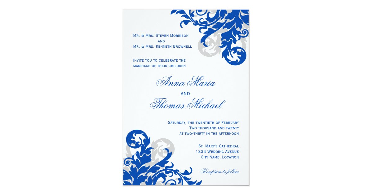 wedding invitations royal blue and silver royal blue and silver flourish wedding invitation zazzle wedding invitations royal blue and silver royal blue and silver flourish wedding invitation zazzle