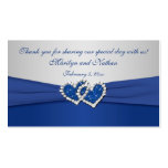Royal Blue and Silver Joined Hearts Favor Tag Business Card Template