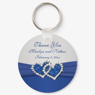 Royal Blue and Silver Joined Hearts Keychain keychain