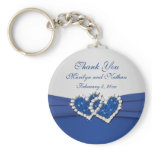 Royal Blue and Silver Joined Hearts Keychain