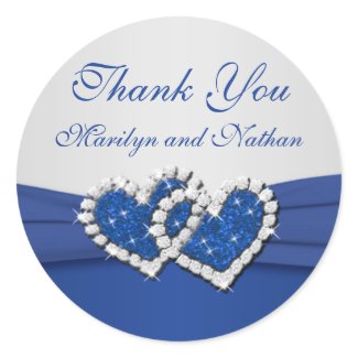 Royal Blue and Silver Joined Hearts Sticker sticker