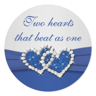 Royal Blue and Silver Joined Hearts Sticker sticker