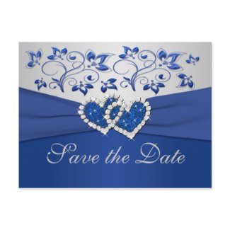 Royal Blue and Silver Save the Date Card postcard