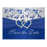 Royal Blue and Silver Save the Date Card Postcards