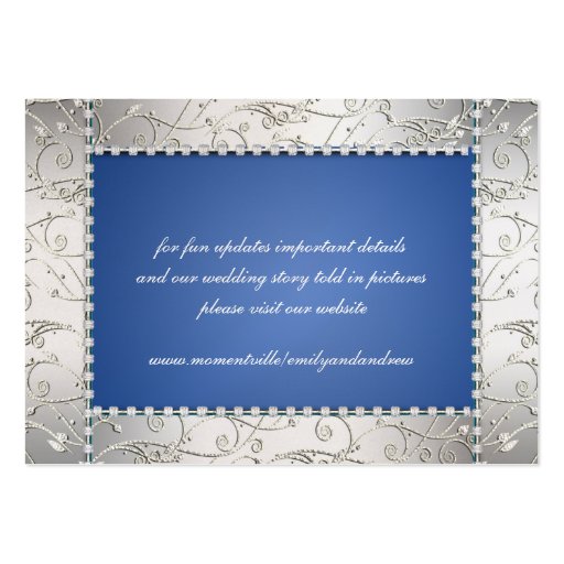 Royal Blue and Silver Swirl Table Place Cards Business Cards (back side)