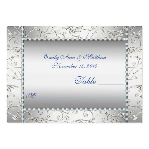 Royal Blue and Silver Swirl Table Place Cards Business Card Templates