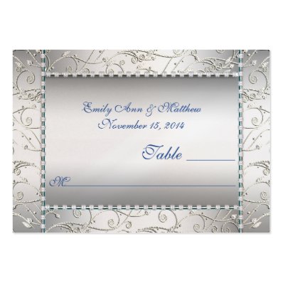 Royal Blue and Silver Swirl Table Place Cards Large Business Card