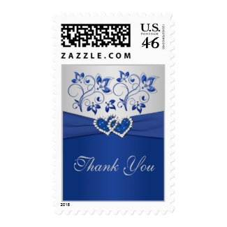 Royal Blue and Silver Thank You Postage stamp