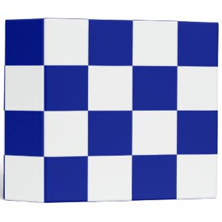 Royal Blue and White Checkered Pattern Binder
