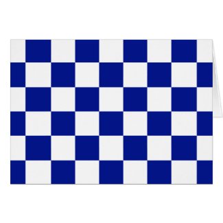 Royal Blue and White Checkered Pattern Greeting Cards