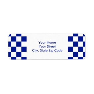 Royal Blue and White Checkered Pattern label