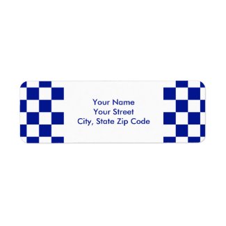 Royal Blue and White Checkered Pattern label