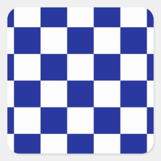 Royal Blue and White Checkered Pattern Square Sticker