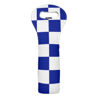 Royal Blue and White Checkered Pattern Wine Bags