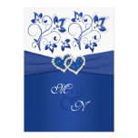 Royal Blue and White Joined Hearts Invitation
