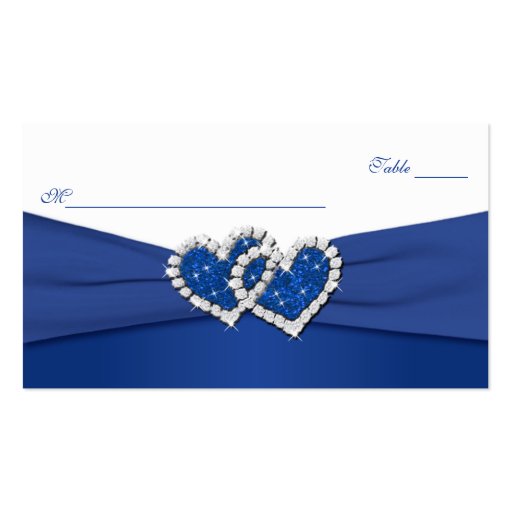 Royal Blue and White Joined Hearts Placecards Business Card (back side)