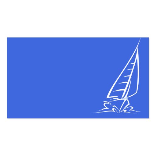 Royal Blue and White Sailing; Sail Boat Business Card (back side)