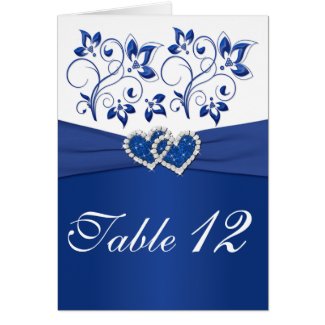 Royal Blue and White Table Number Card card