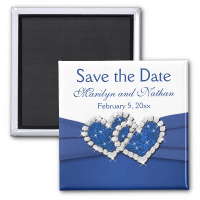 Royal Blue and White Wedding Favor Magnet by NiteOwlStudio