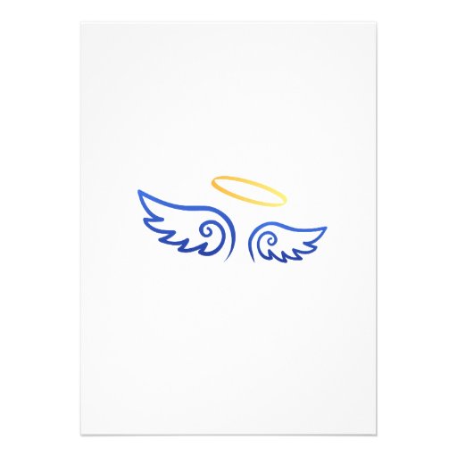 Royal Blue Angel wings with Halo Personalized Announcements