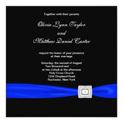 Royal Blue Black Blue Wedding Announcements